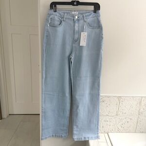 ETTELO Light Blue Denim High Rise Wide Leg Jeans Women's Size 12